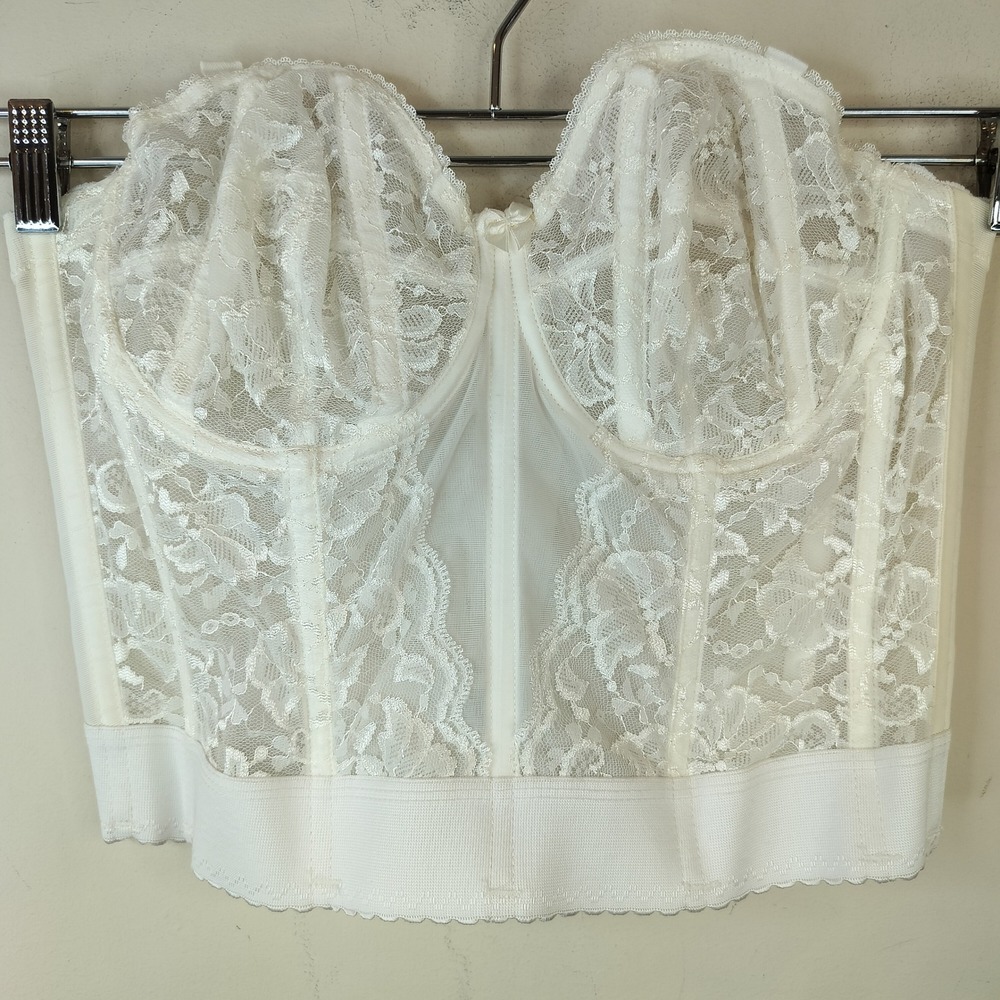 Goddess Vintage Floral Lace Bustier Corset Longline Bra Underwire Sheer